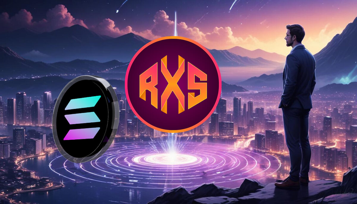 A man observing RXS and SOL tokens.