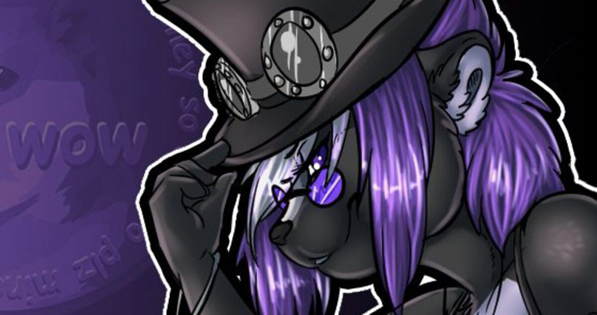 The X handle of Michi Lumin showing a furry character with purple hair tipping their top hat.