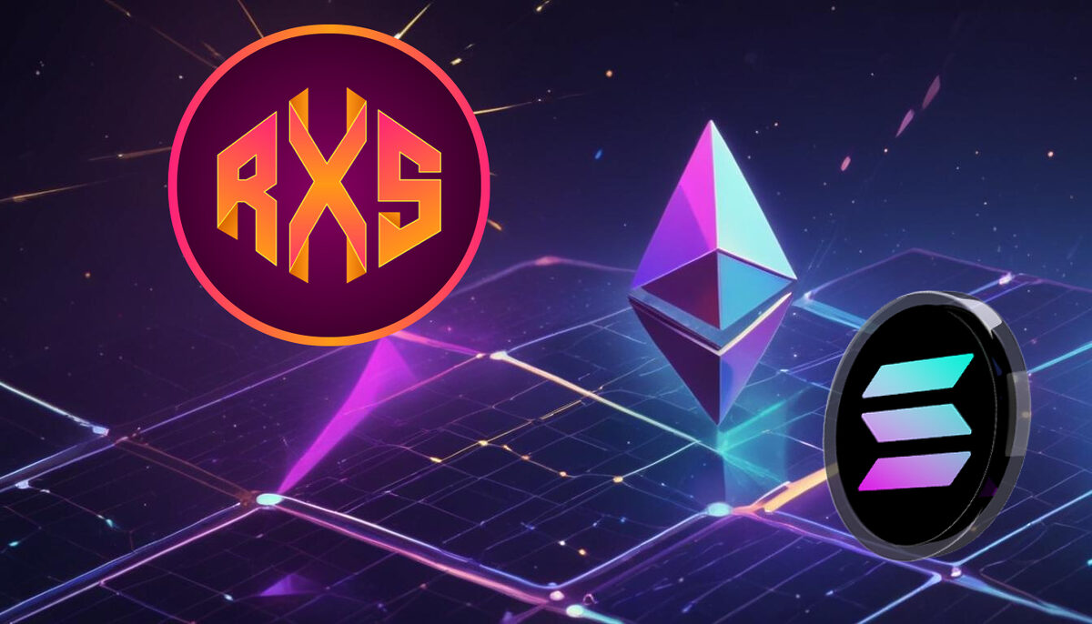 Crypto tokens floating around digital space.