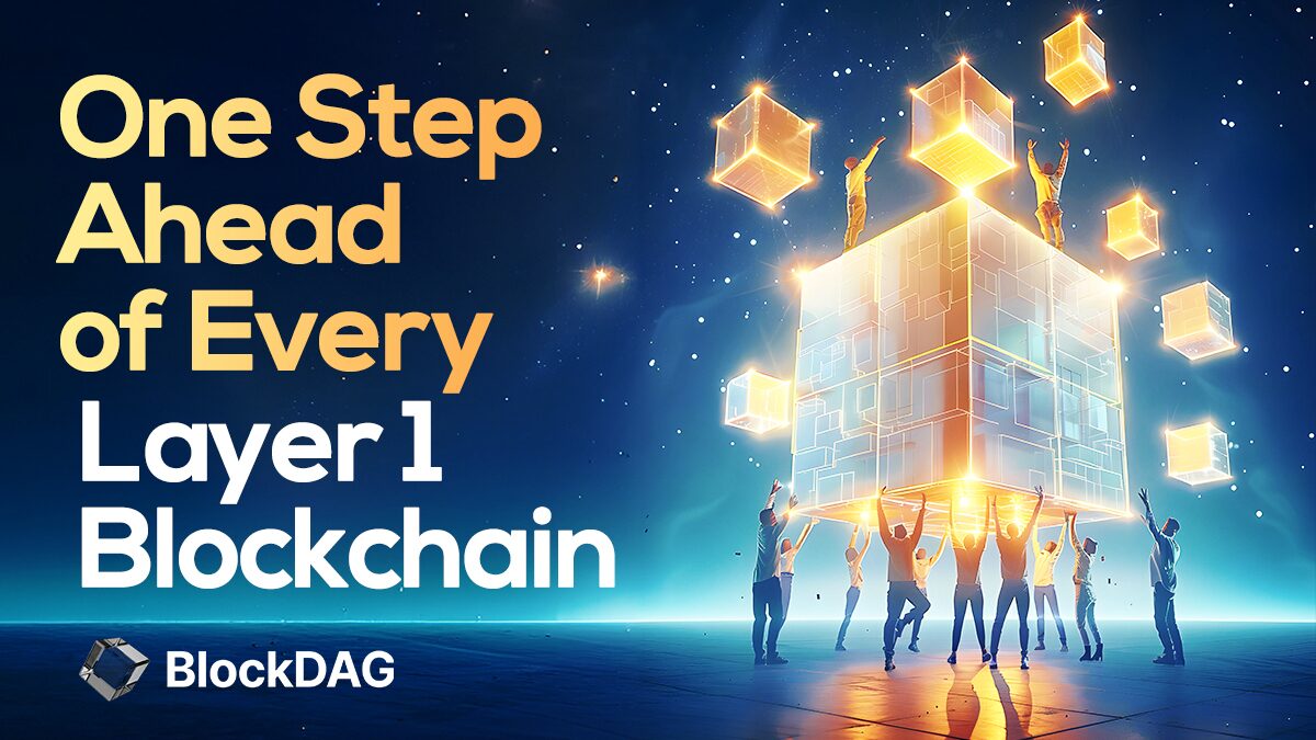 BlockDAG advertisement. People building a huge block.