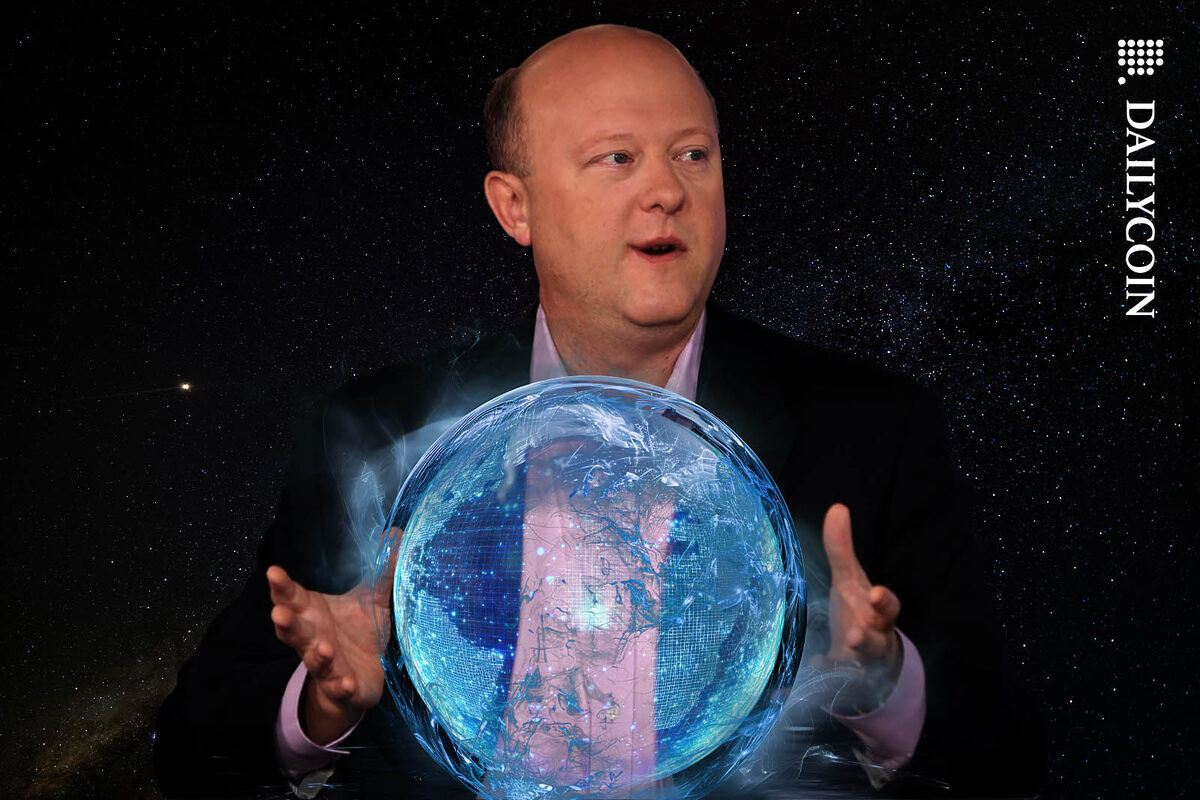 Jeremy Allaire conjuring a transparent world globe in his hands.