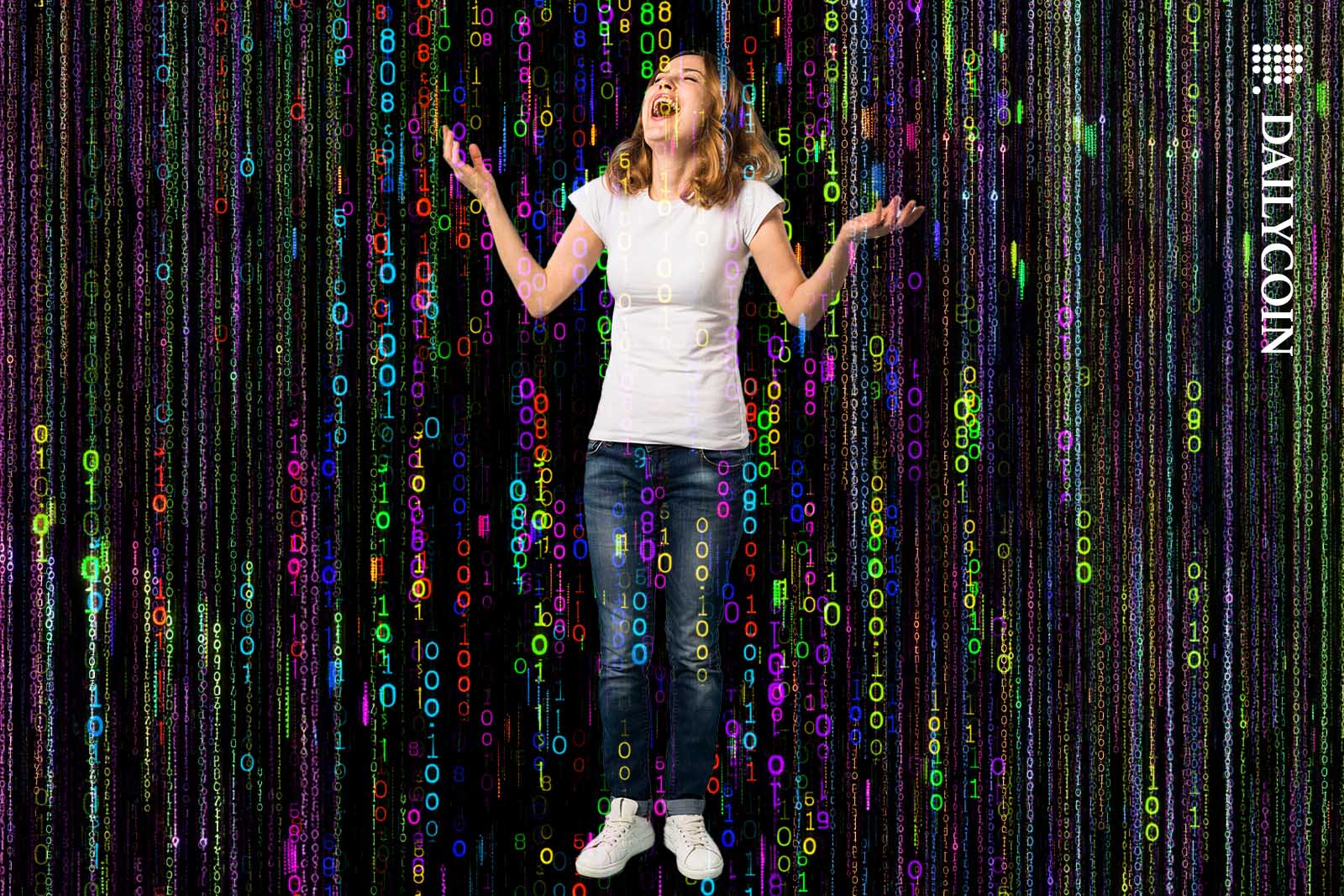 Woman enjoying a heavy code rain.