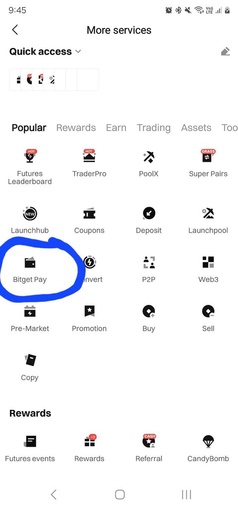 Bitget app services interface