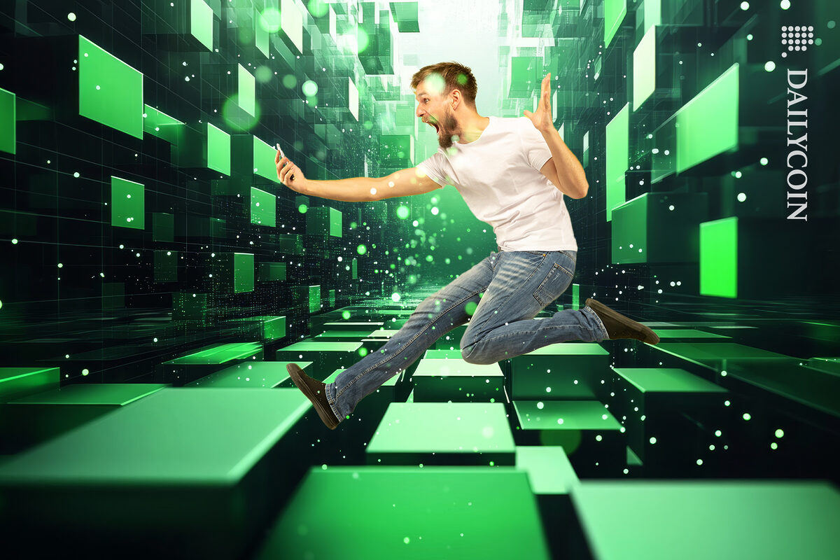 Man in the blockchain space happy.