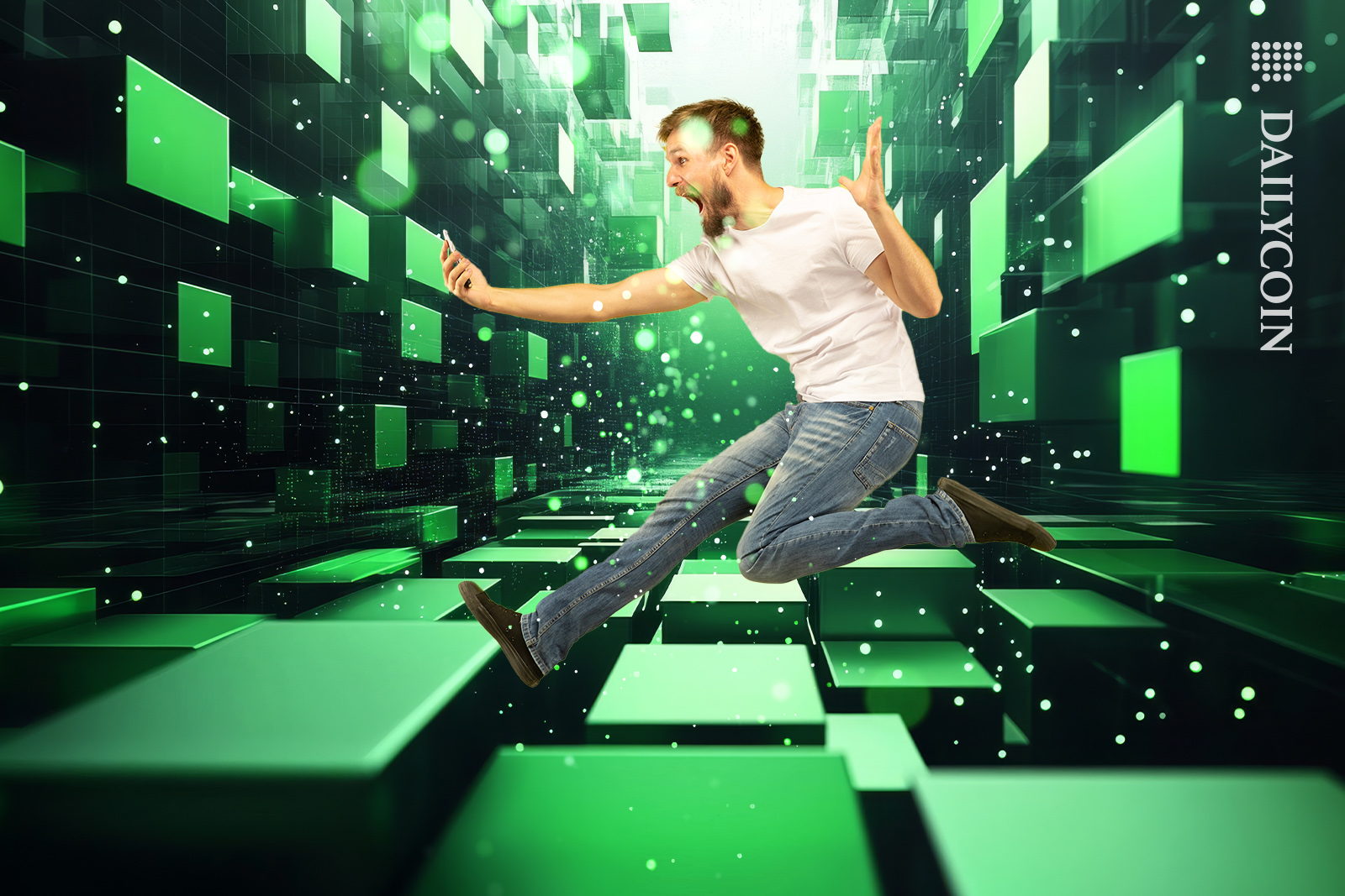 Man in the blockchain space happy.