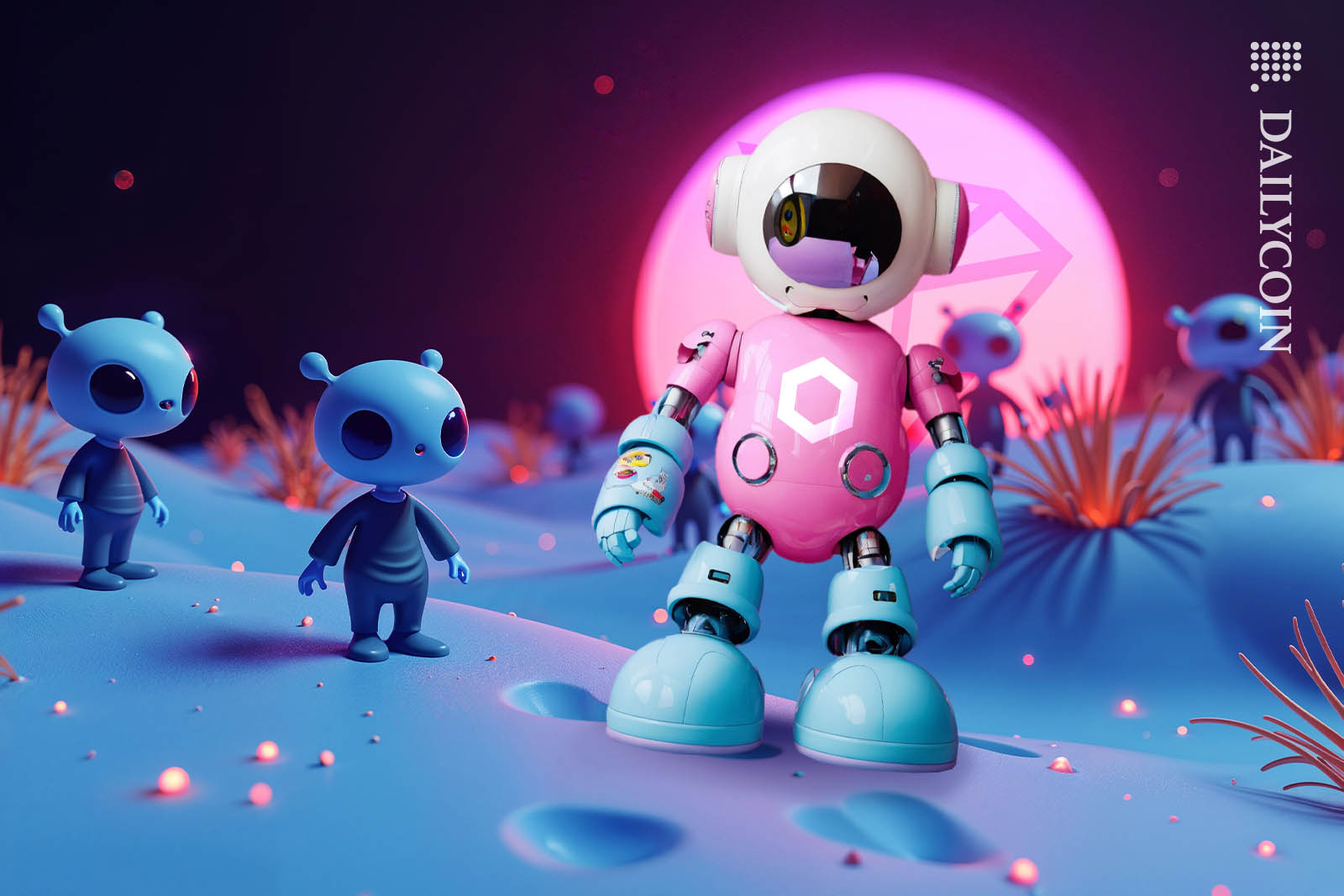 Big Chainlink robot on an Tron alien land