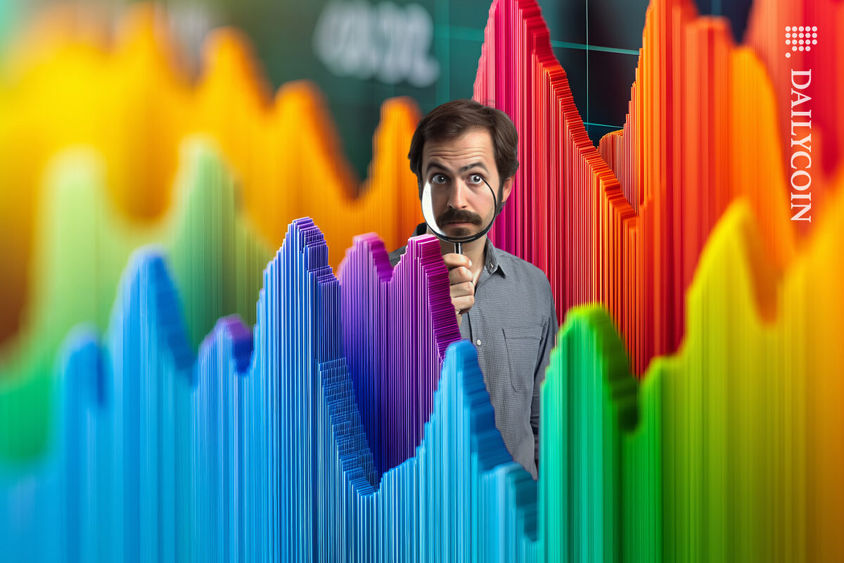 Guy looking into different crypto price comparisons