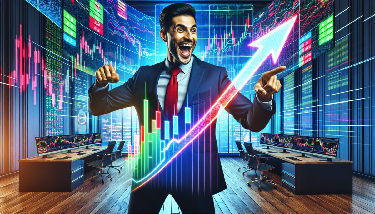 A man excited about his growing chart.