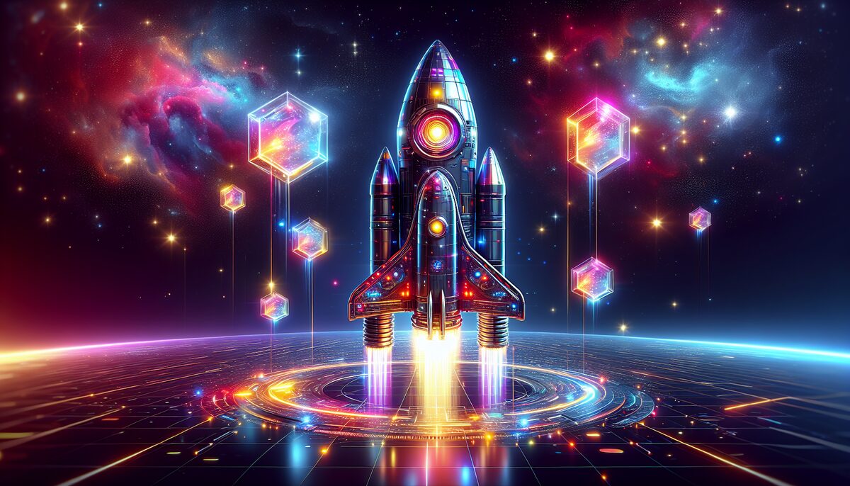 A rocket going up to space.