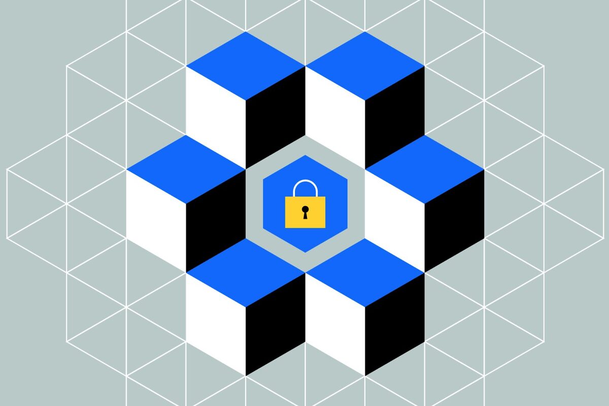 Multiple blocks surrounding a lock symbol at the centre.