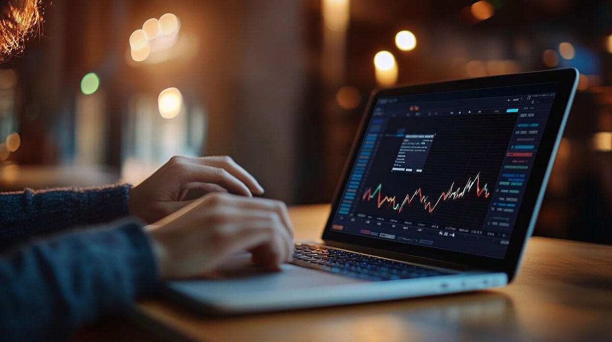 A human using computer to trade crypto.