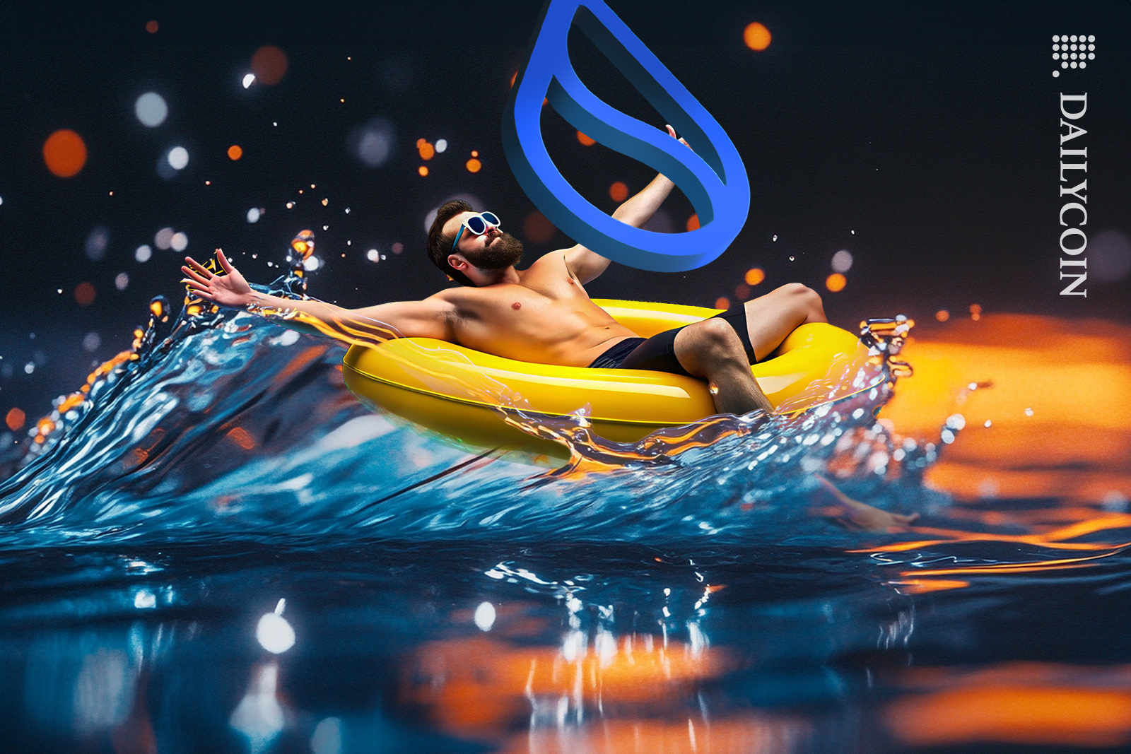 Guy in pool making a splash with SUI token.