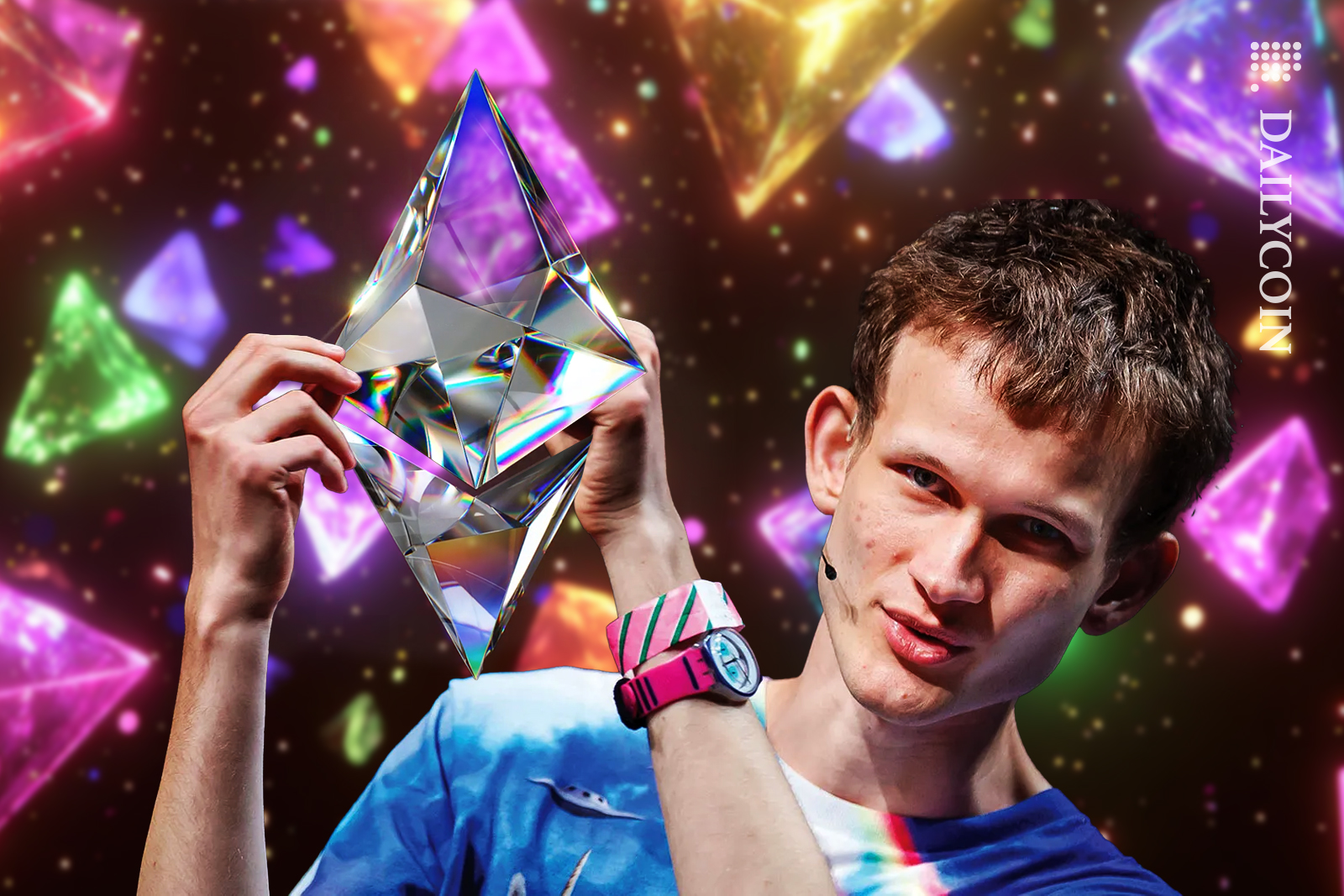 Vitalik Buterin showing off the Ethereum gem.