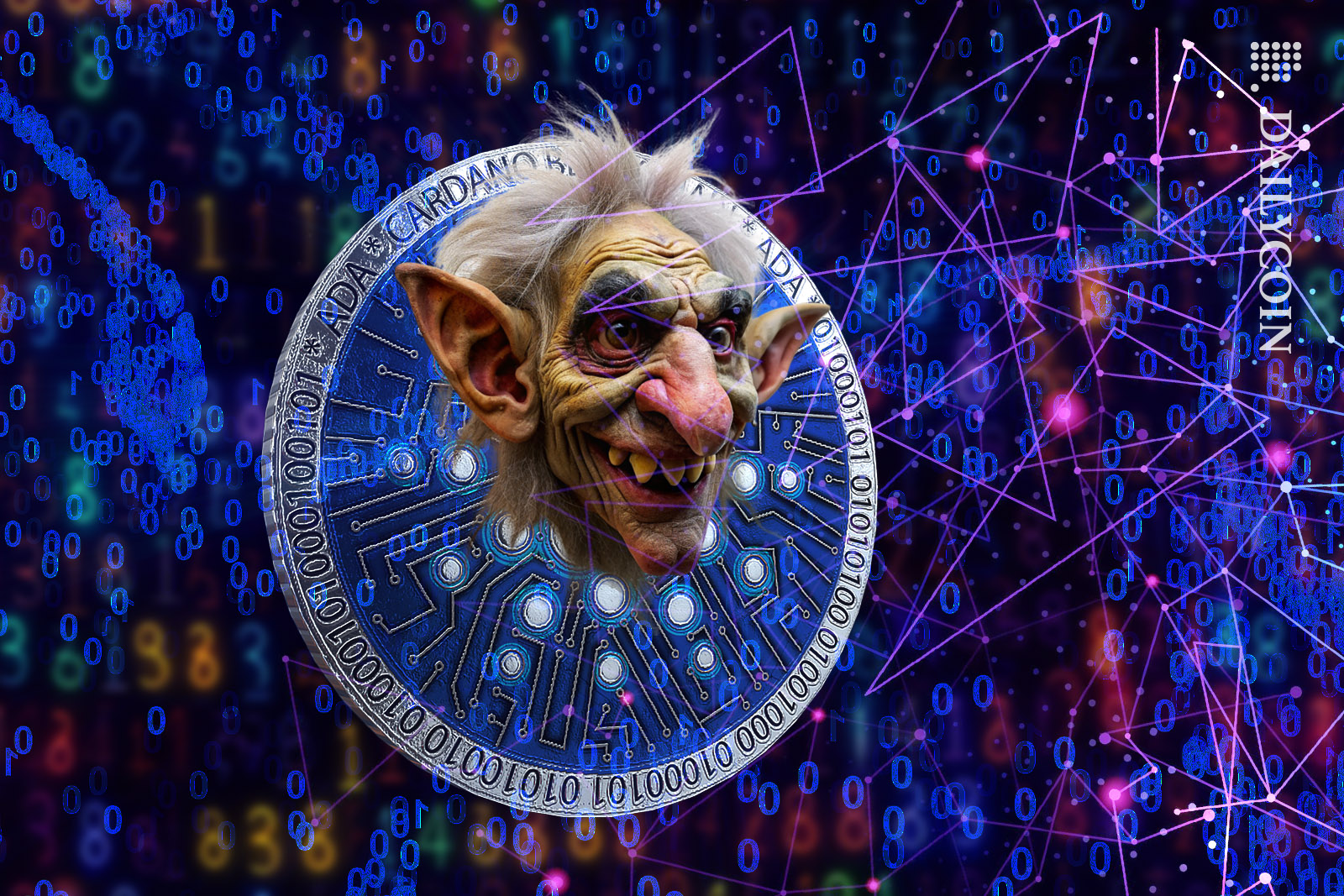 A Troll coming out the cardano coin in code space
